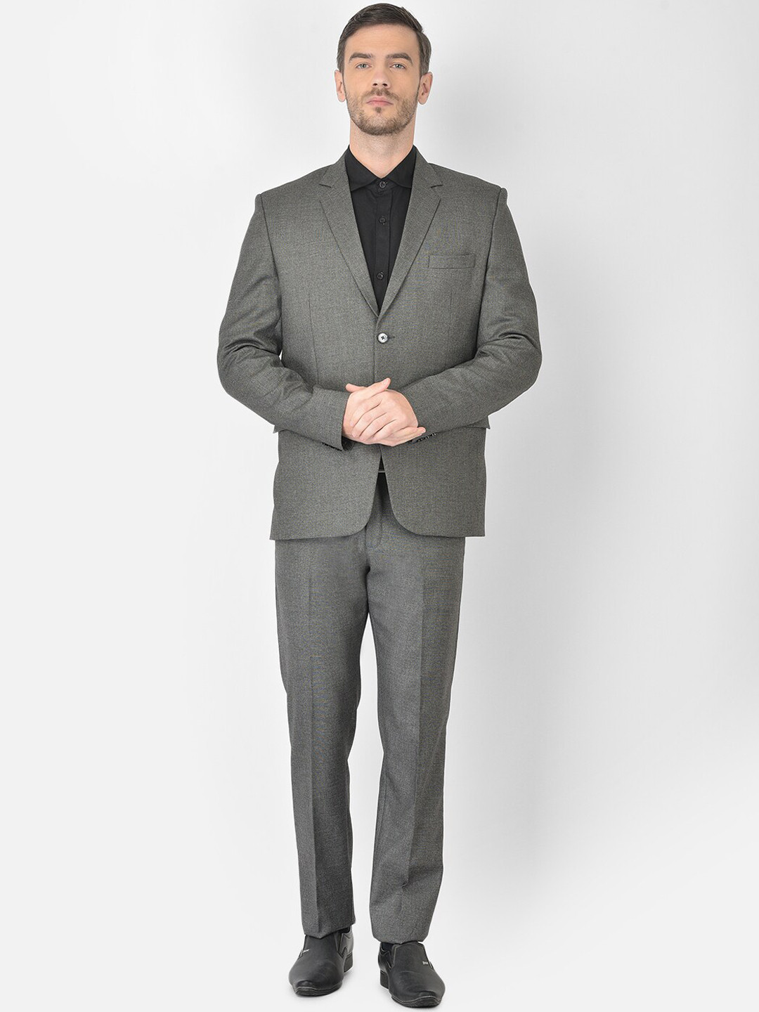 

SG RAJASAHAB Men Grey Solid Single-Breasted Slim-Fit 2-Piece Formal Suit