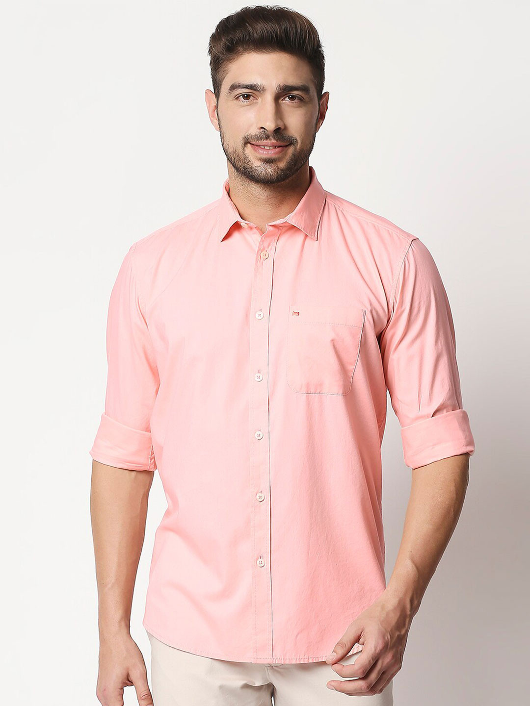 

Basics Men Pink Slim Fit Casual Shirt