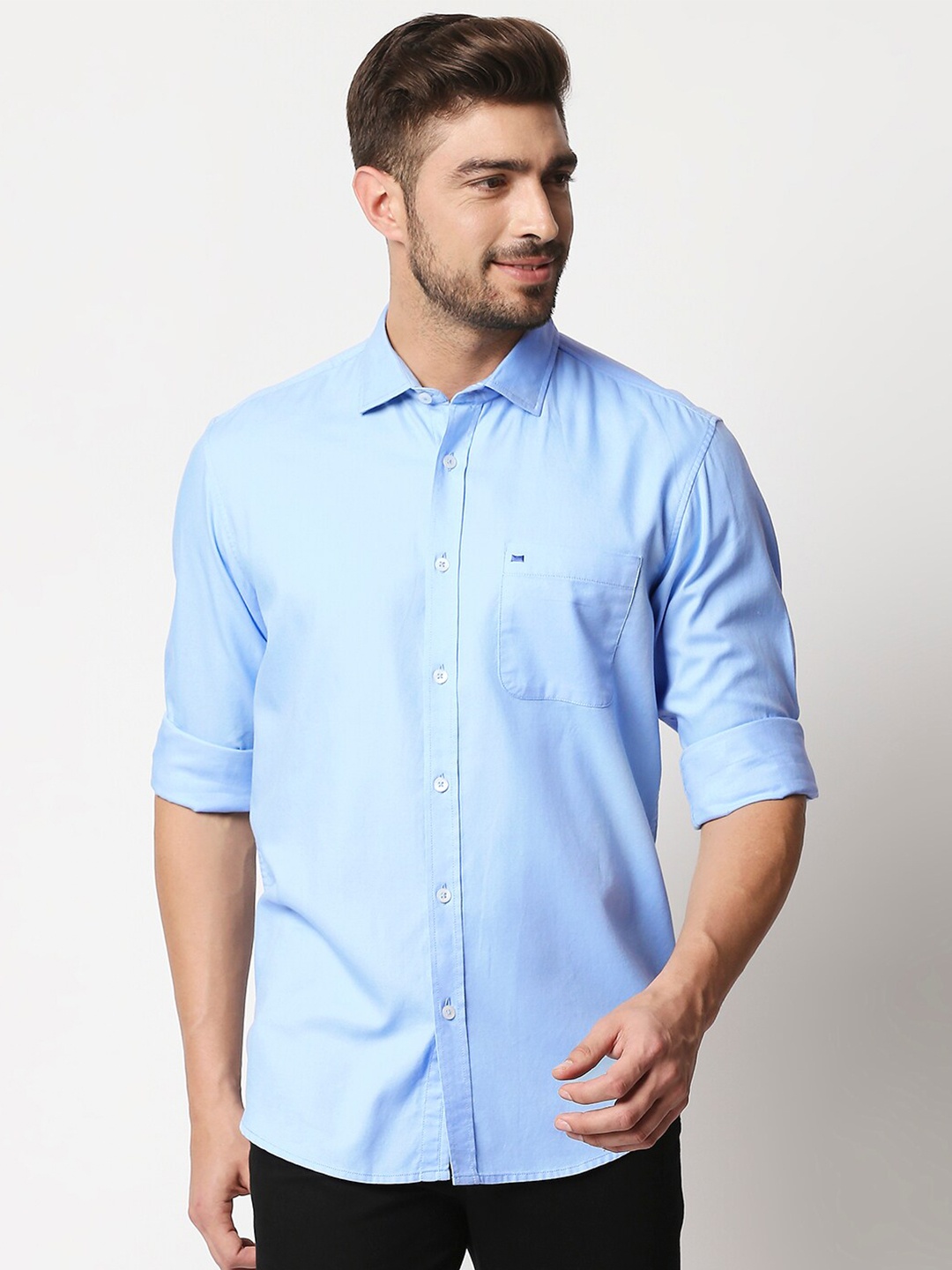 

Basics Men Blue Slim Fit Casual Shirt