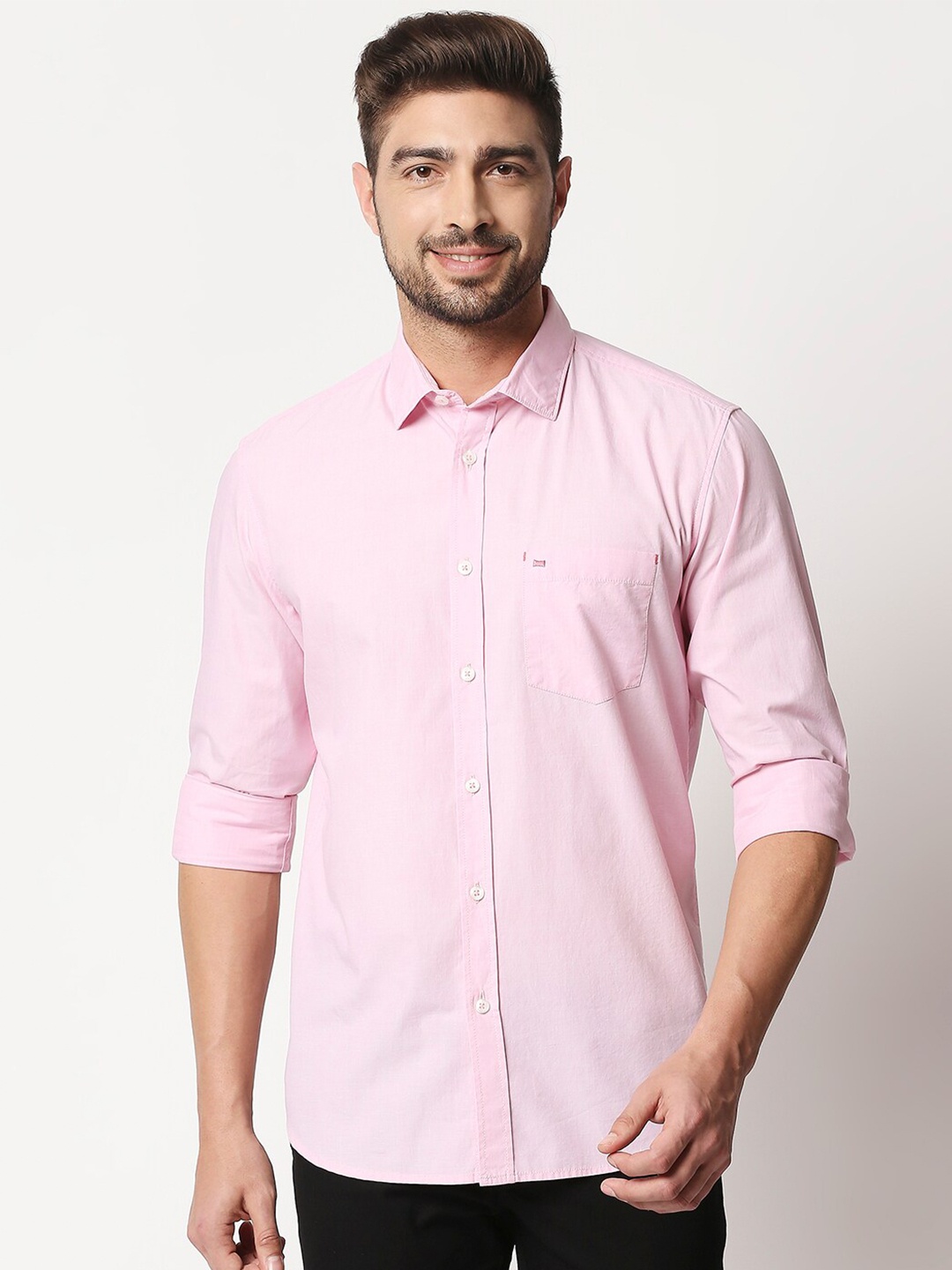 

Basics Men Pink Slim Fit Casual Shirt