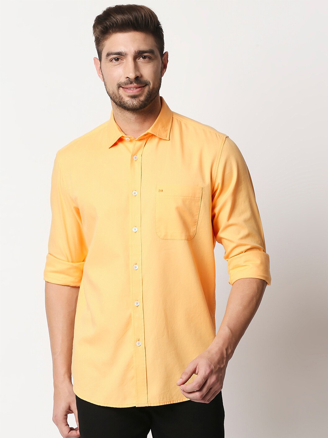 

Basics Men Orange Slim Fit Casual Shirt
