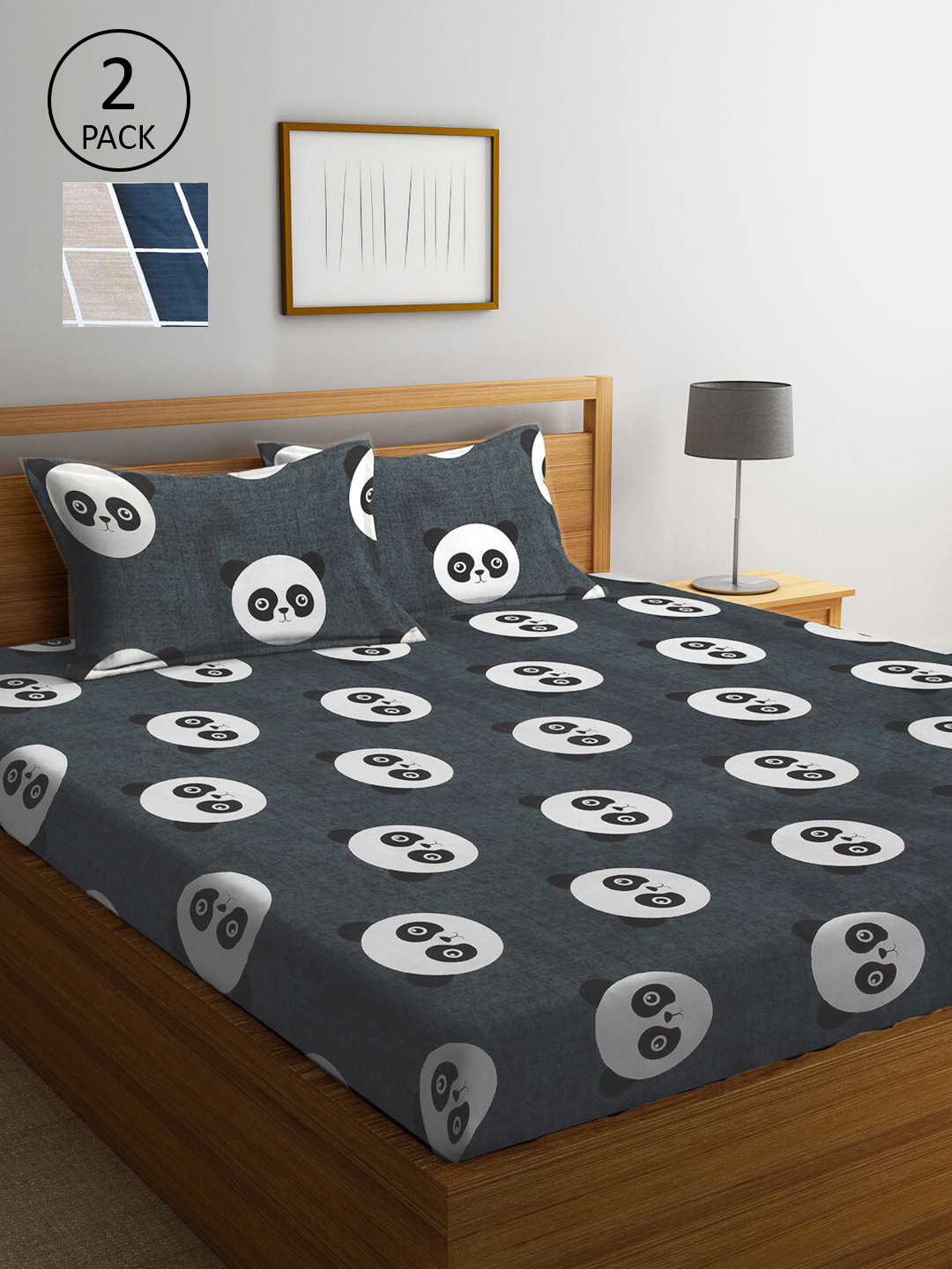 

KLOTTHE Multicoloured Cartoon Characters 210 TC 2 Queen Bedsheet with 4 Pillow Covers, Multi