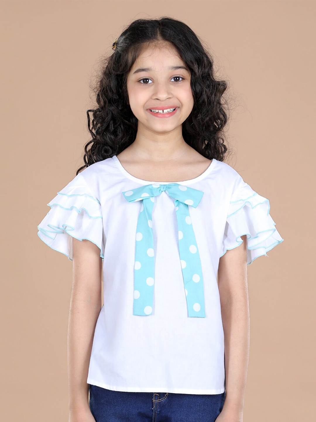 

Cutiekins White Ruffles Top