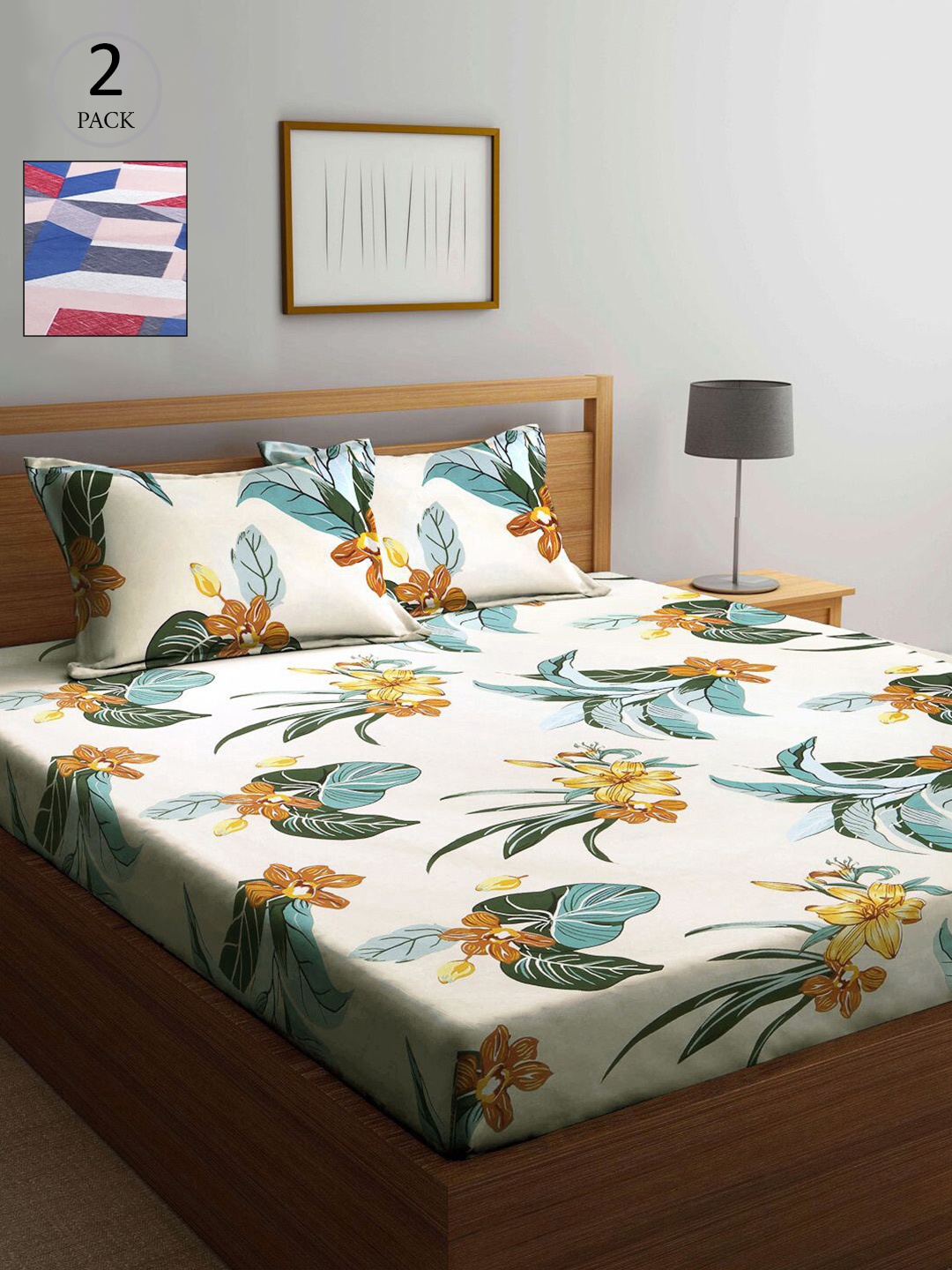 

KLOTTHE Multicoloured Floral 210 TC 2 Queen Bedsheet with 4 Pillow Covers, Multi