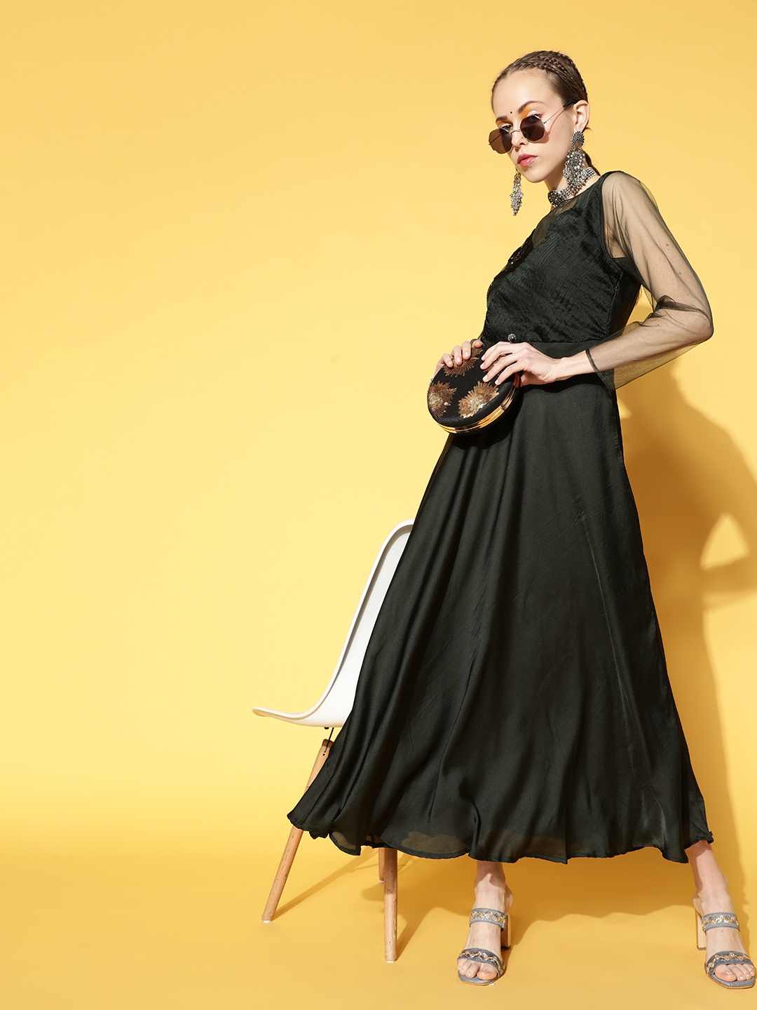 

InWeave Women Gorgeous Green Abstract Gown for Days