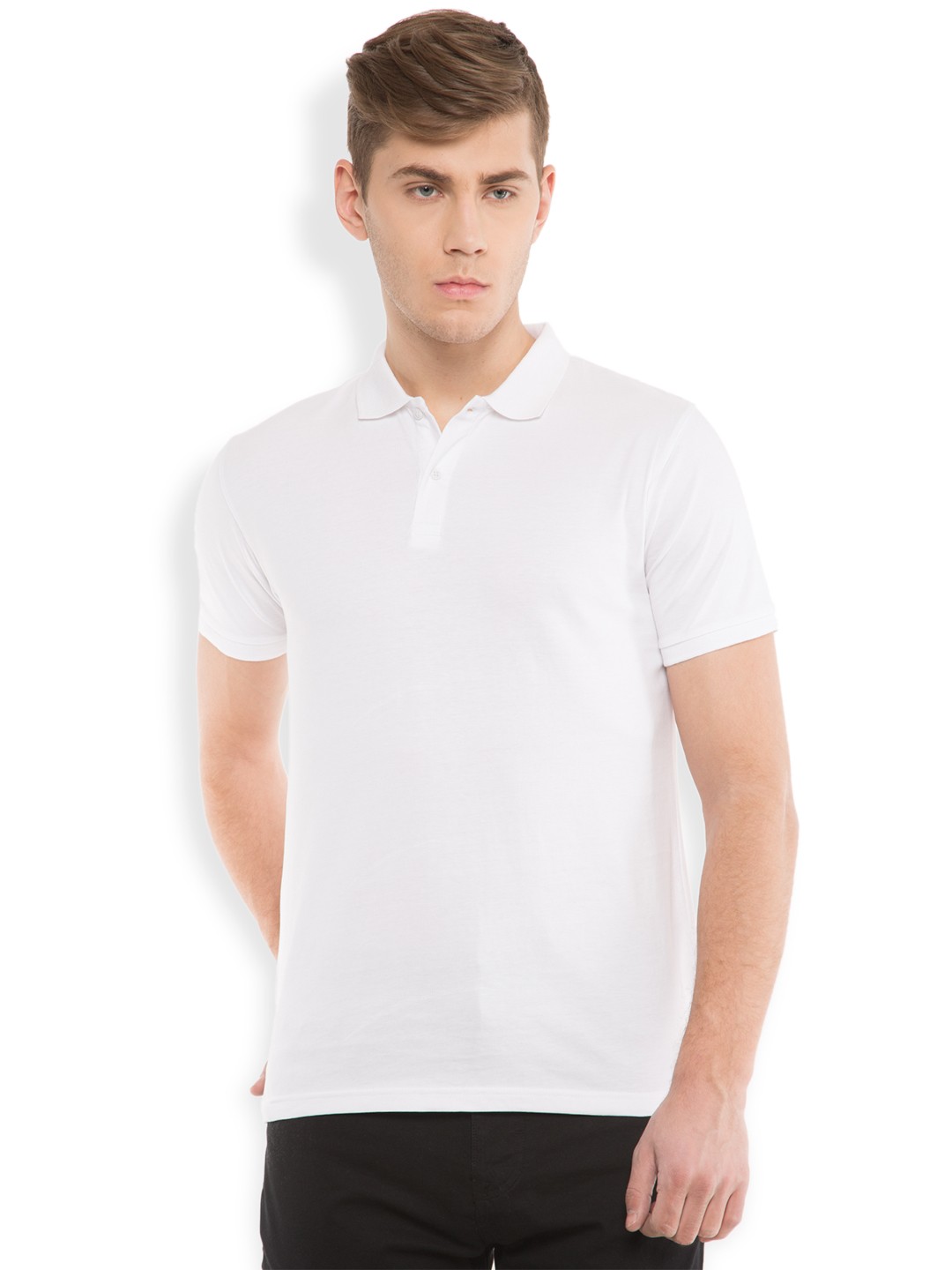 

HIGHLANDER Men White Solid Polo Collar T-shirt