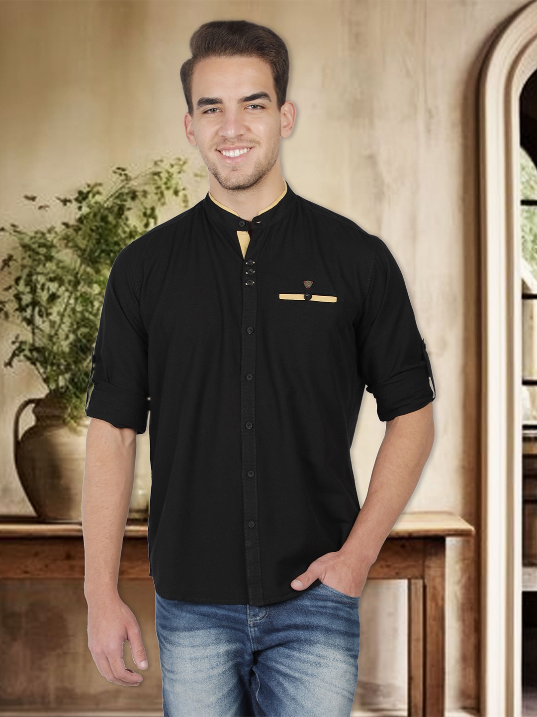 

Kuons Avenue Men Black Smart Slim Fit Casual Shirt