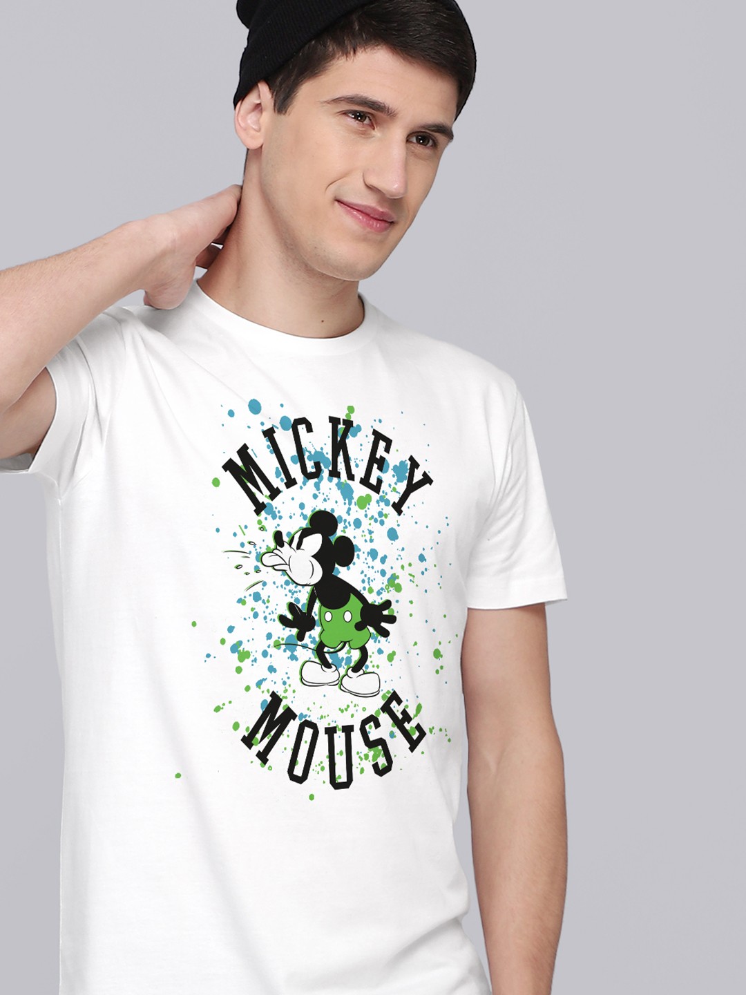 

Free Authority Men White Mickey Mouse Printed Cotton Holi T-shirt