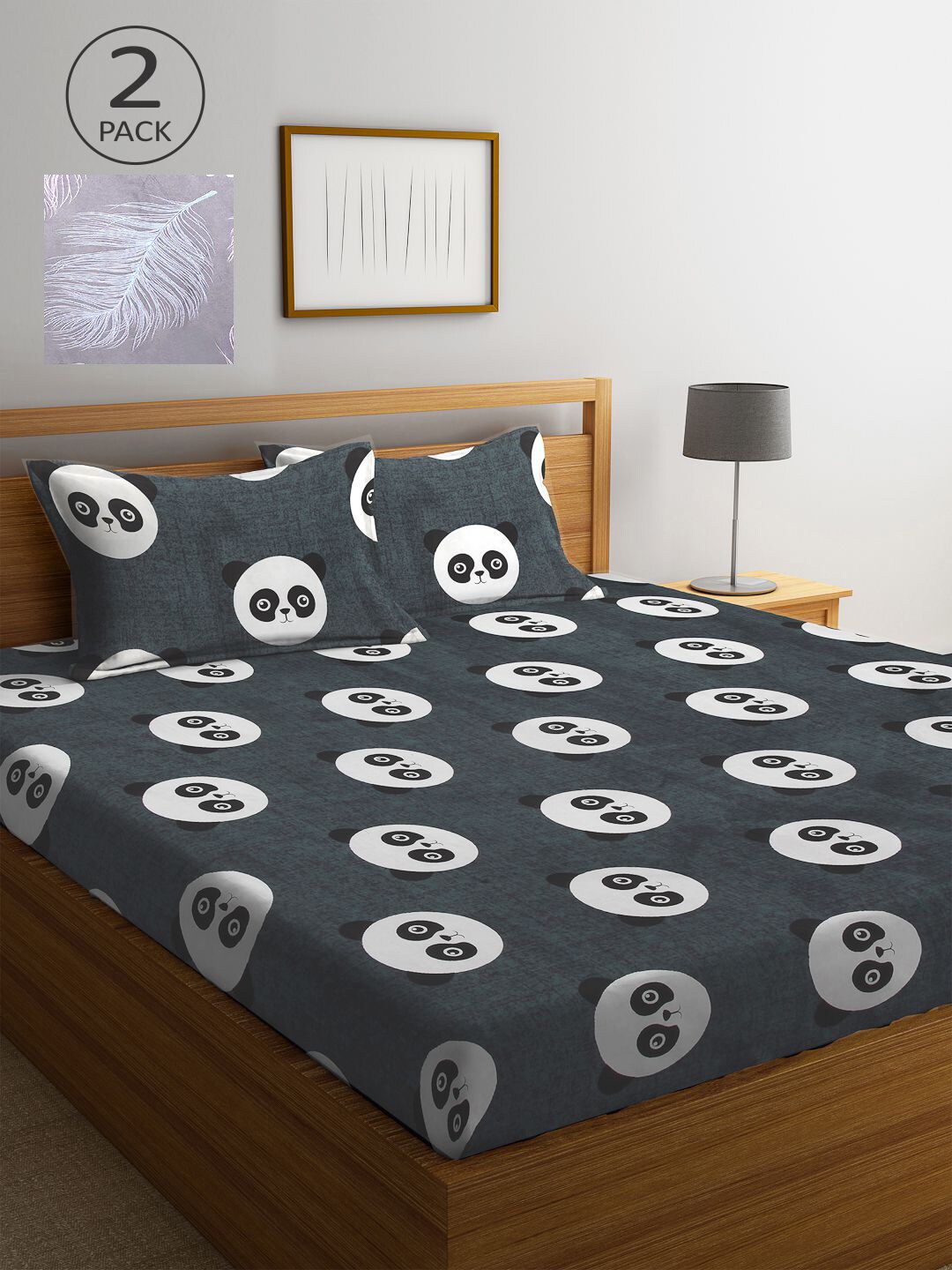 

KLOTTHE Multicoloured Cartoon Characters 210 TC 2 King Bedsheet with 4 Pillow Covers, Multi