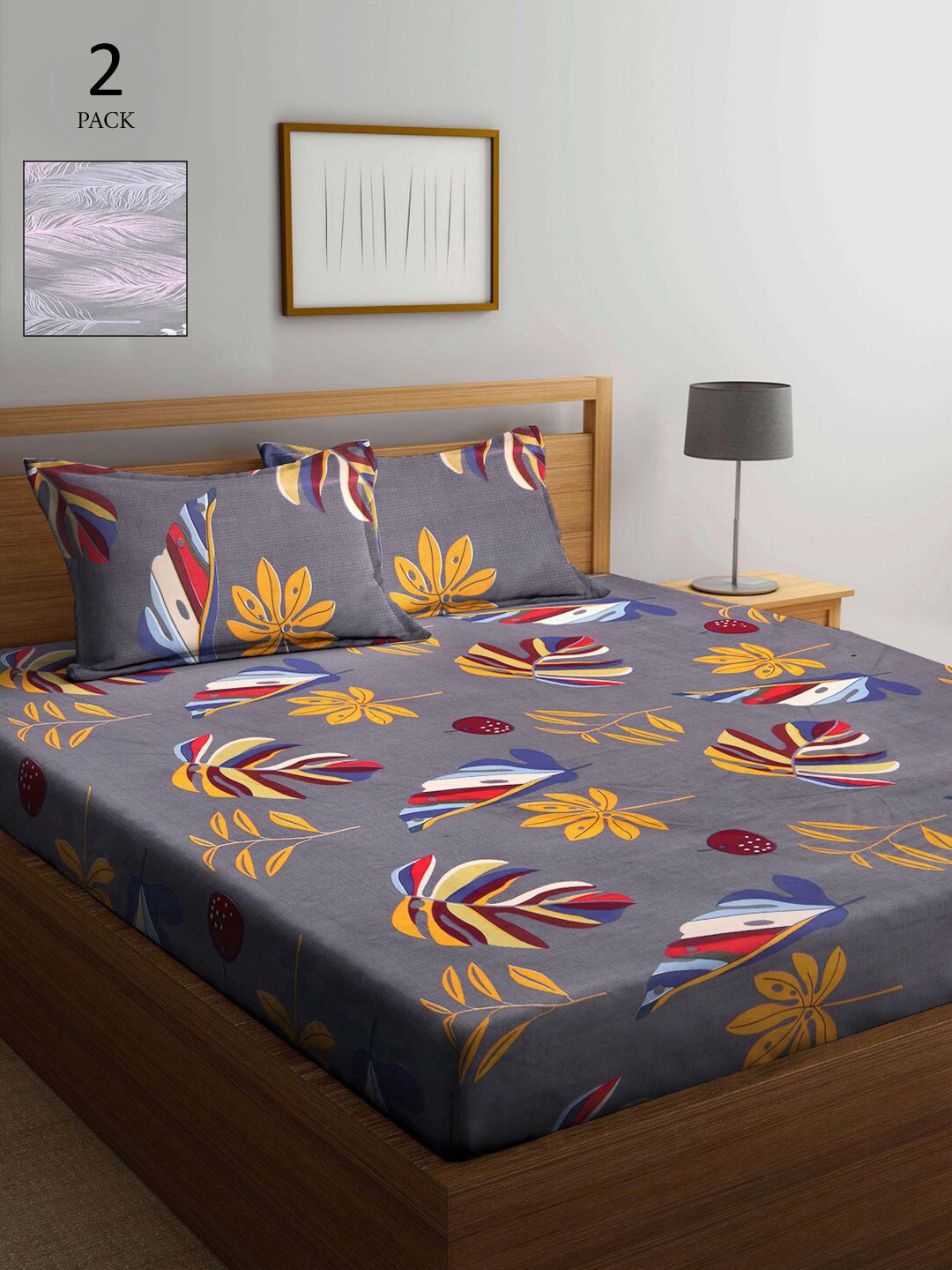 

KLOTTHE Multicoloured Floral 210 TC 2 King Bedsheet with 4 Pillow Covers, Multi