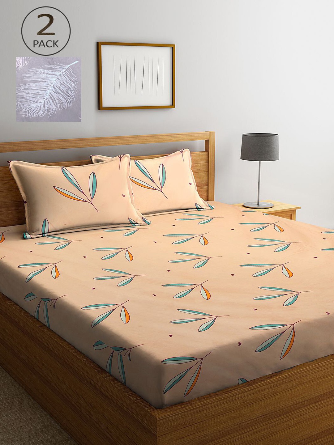 

KLOTTHE Multicoloured Floral 210 TC 2 King Bedsheet with 4 Pillow Covers, Multi