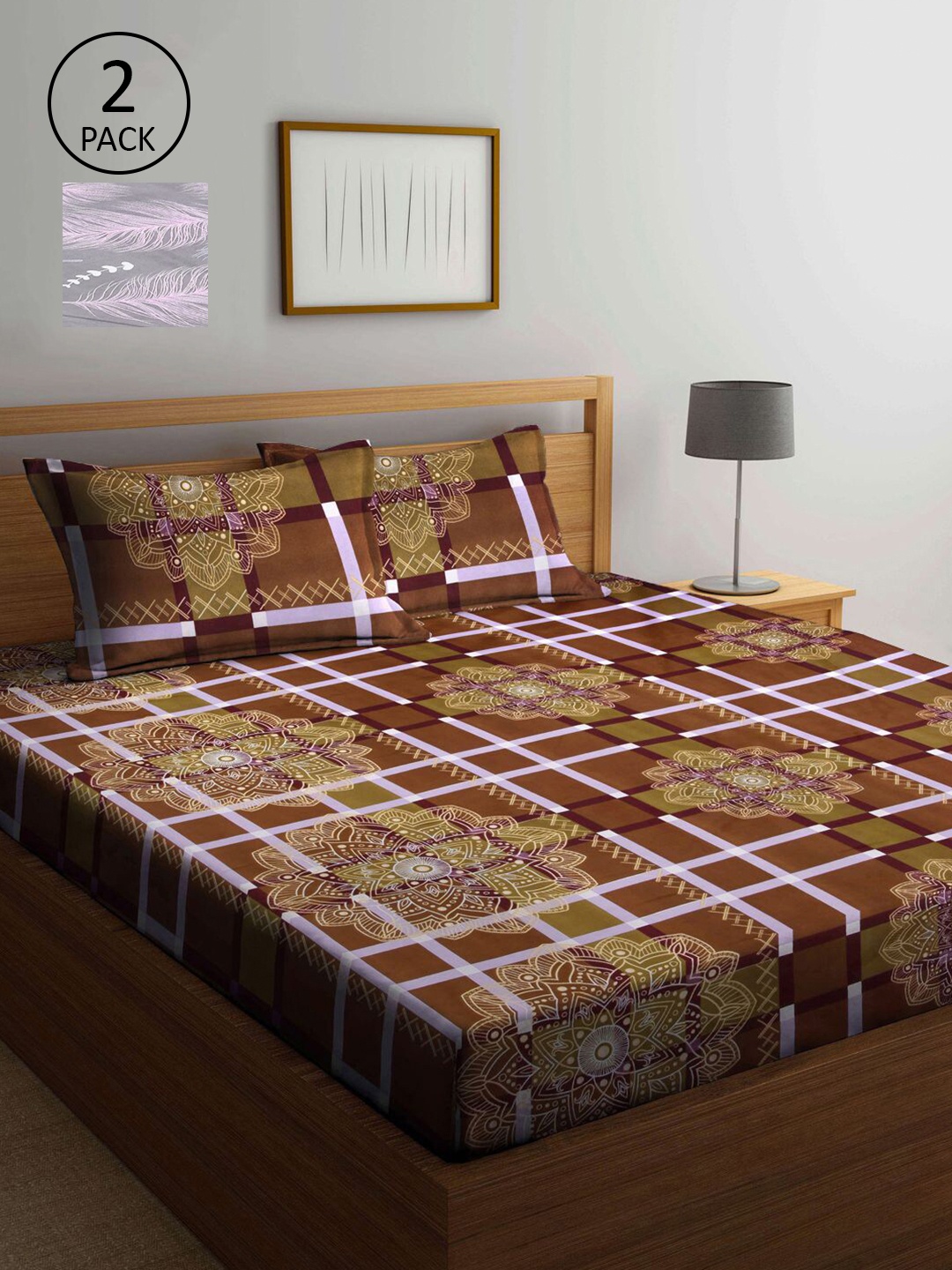 

KLOTTHE Multicoloured Geometric 210 TC 2 King Bedsheet with 4 Pillow Covers, Multi