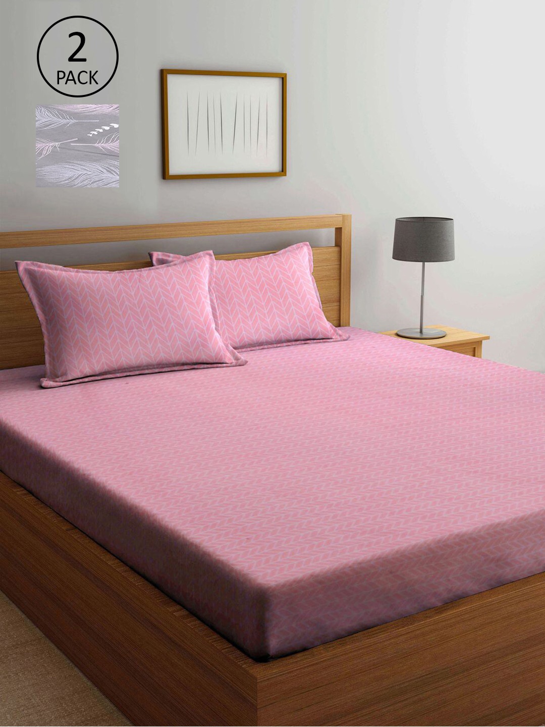 

KLOTTHE Multicoloured Geometric 210 TC 2 King Bedsheet with 4 Pillow Covers, Multi
