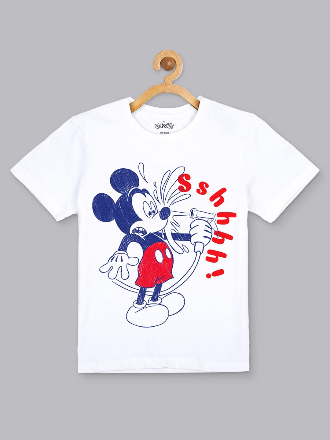 

Kids Ville Boys White Mickey & Friends Printed Cotton T-shirt