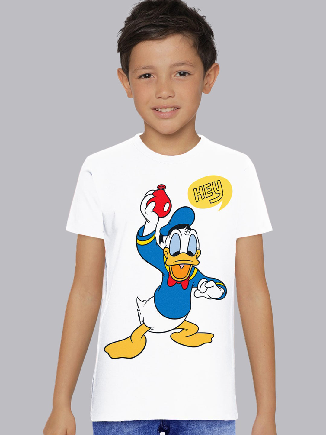 

Kids Ville Boys White Donald Duck Printed Pure Cotton T-shirt