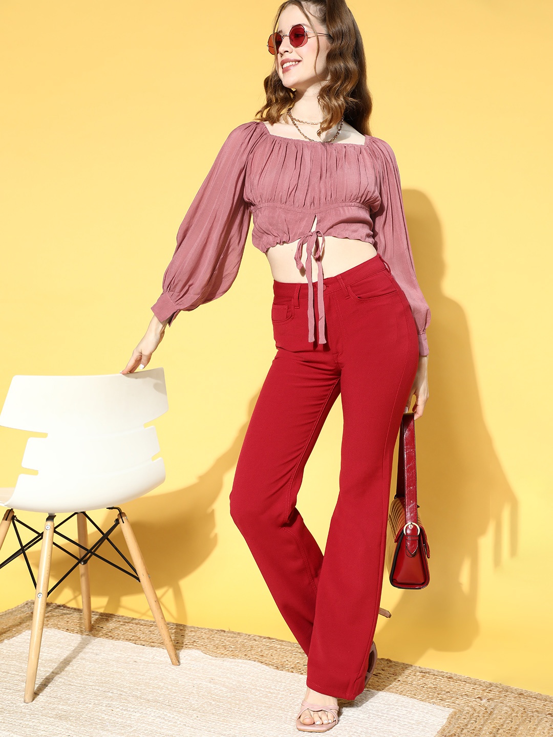 

Antheaa Women Alluring Rose Solid Bustier Top