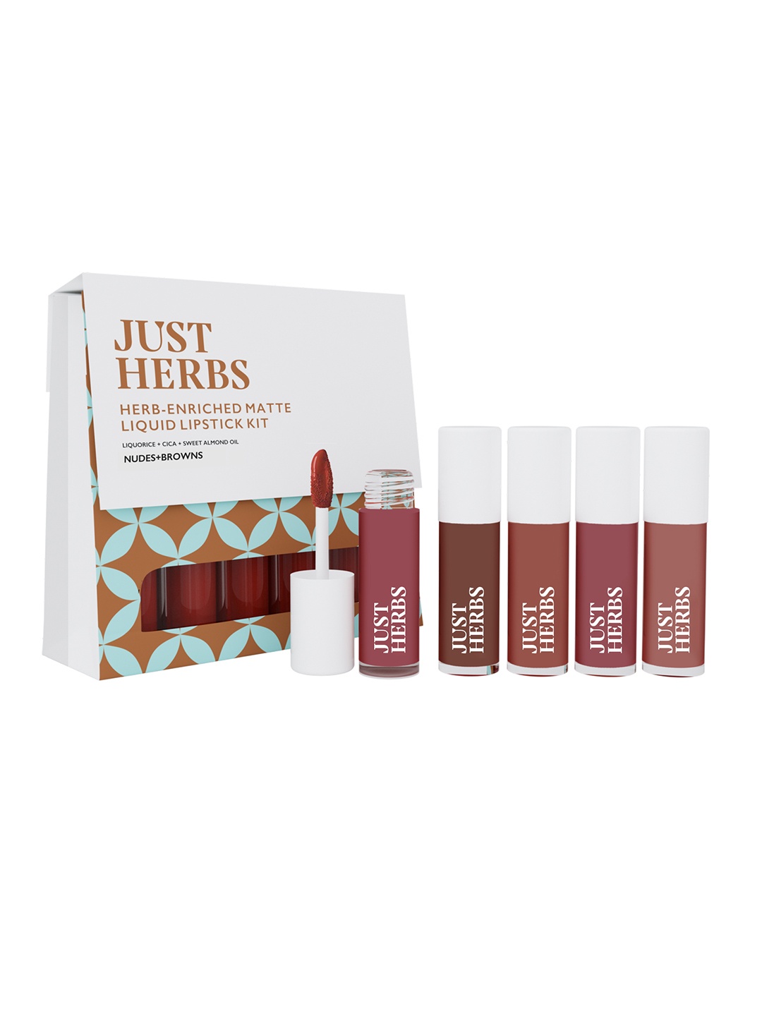 

Just Herbs Mini Herb-Enriched Matte Liquid Lipstick Kit - Set of 5 - Nudes & Browns - 5ml, Nude