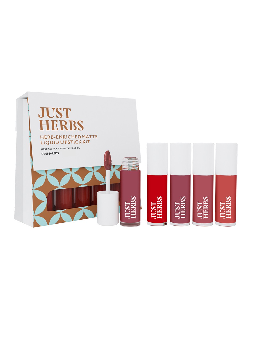 

Just Herbs Mini Herb-Enriched Matte Liquid Lipstick Kit - Set of 5 - Deeps & Reds, Red