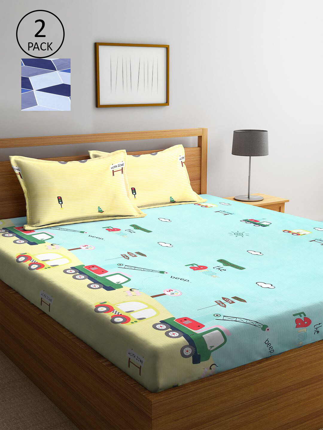 

KLOTTHE Multicoloured Cartoon Characters 210 TC 2 King Bedsheet with 4 Pillow Covers, Multi