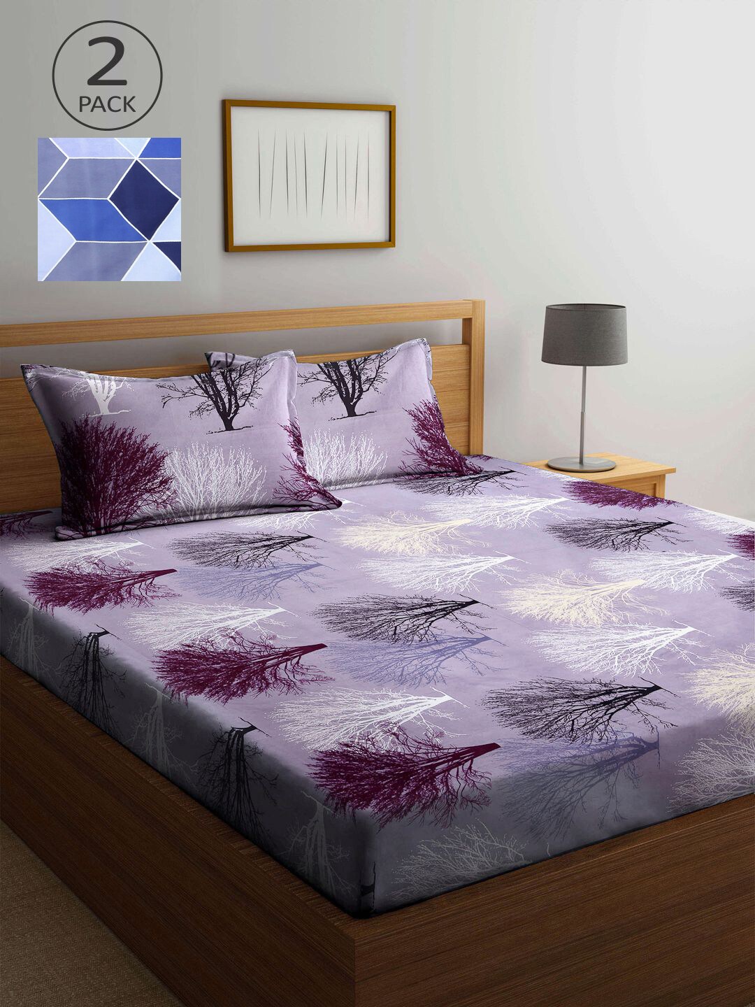 

KLOTTHE Multicoloured Floral 210 TC 2 King Bedsheet with 4 Pillow Covers, Multi
