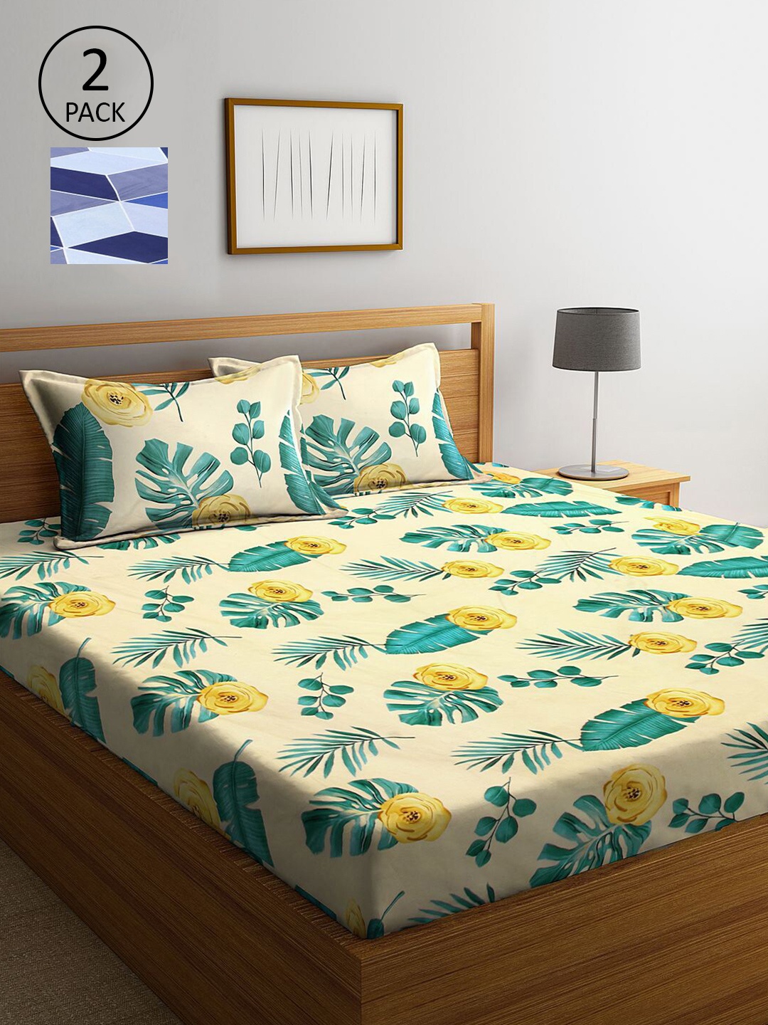

KLOTTHE Multicoloured Floral 210 TC 2 King Bedsheet with 4 Pillow Covers, Multi
