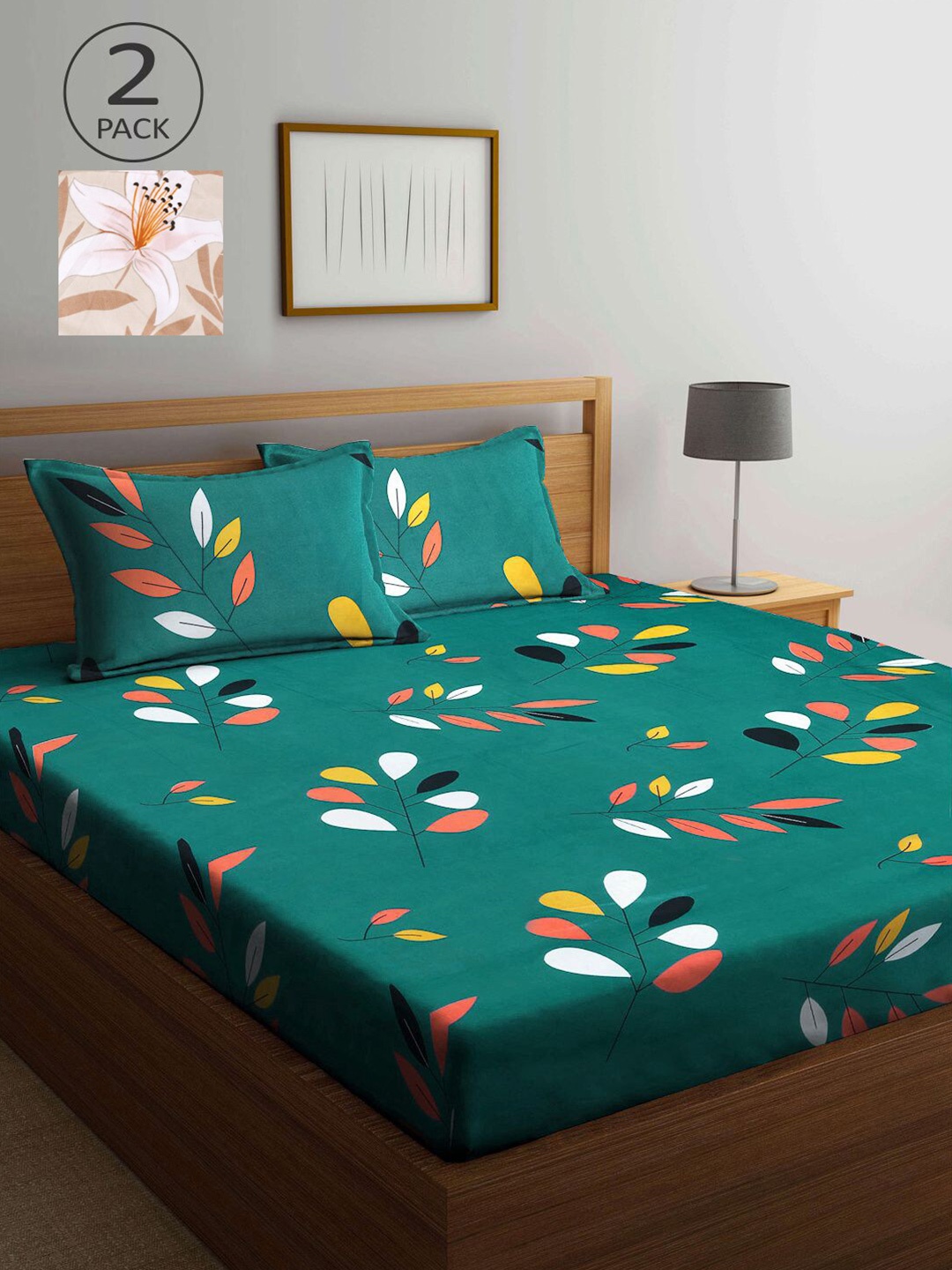 

KLOTTHE Multicoloured Floral 210 TC 2 King Bedsheet with 4 Pillow Covers, Multi
