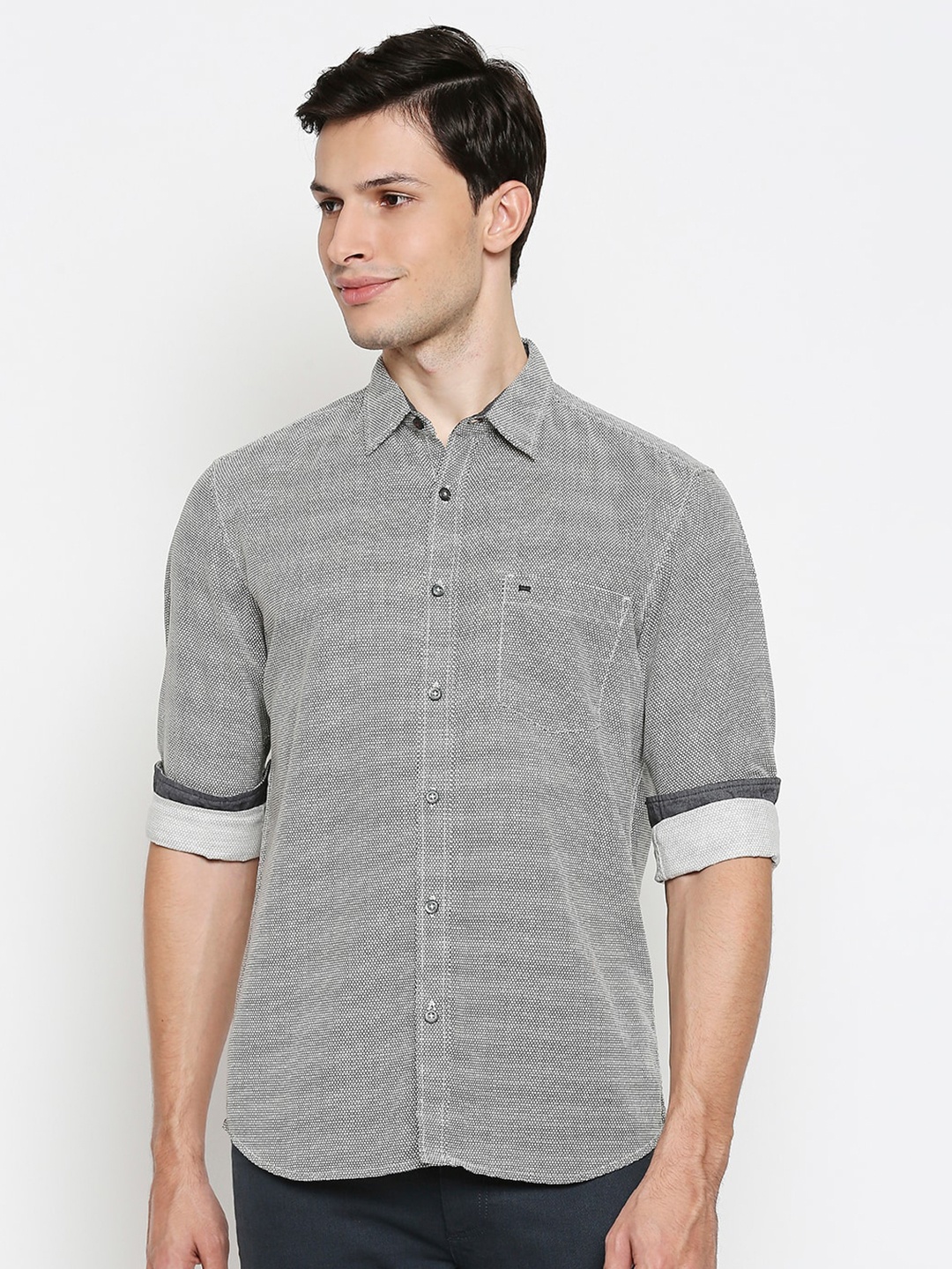 

Basics Men Beige Slim Fit Casual Shirt
