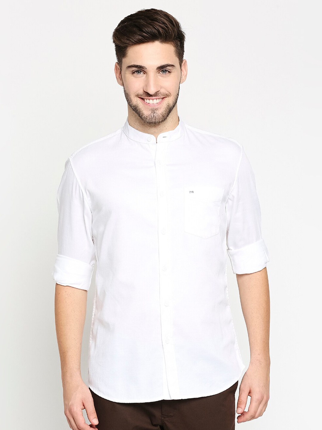 

Basics Men White Slim Fit Casual Shirt