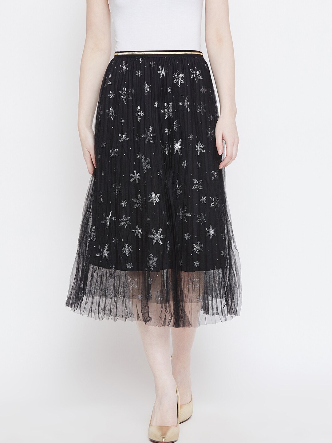 

Camey Women Black Printed A-Line Skirt