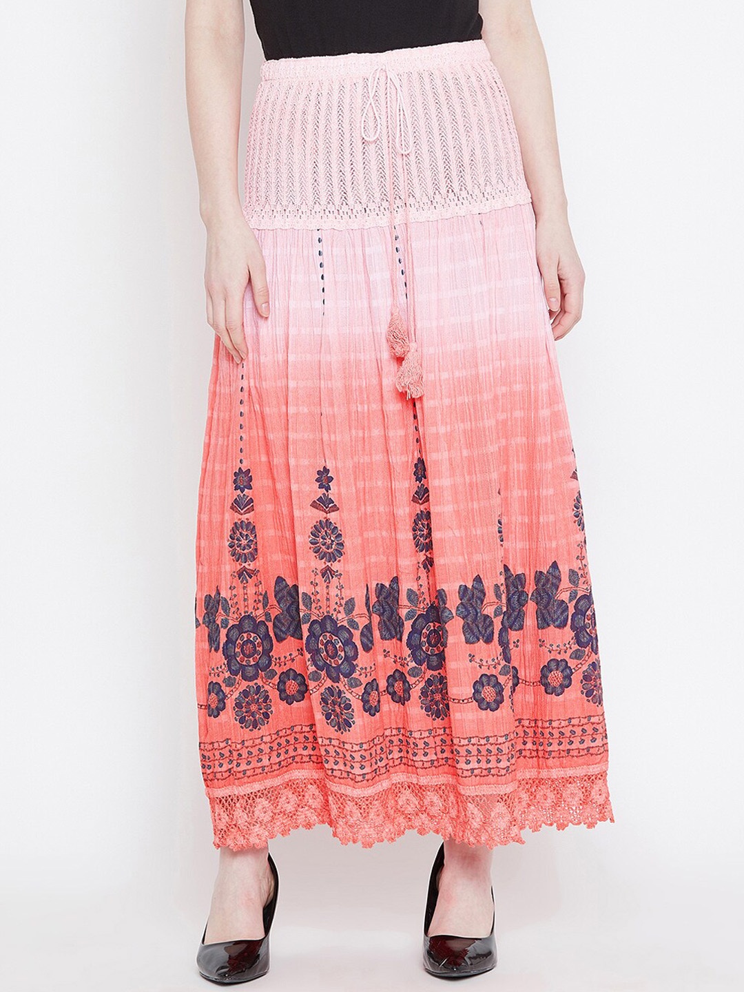 

Camey Women Orange Printed A-Line Skirt