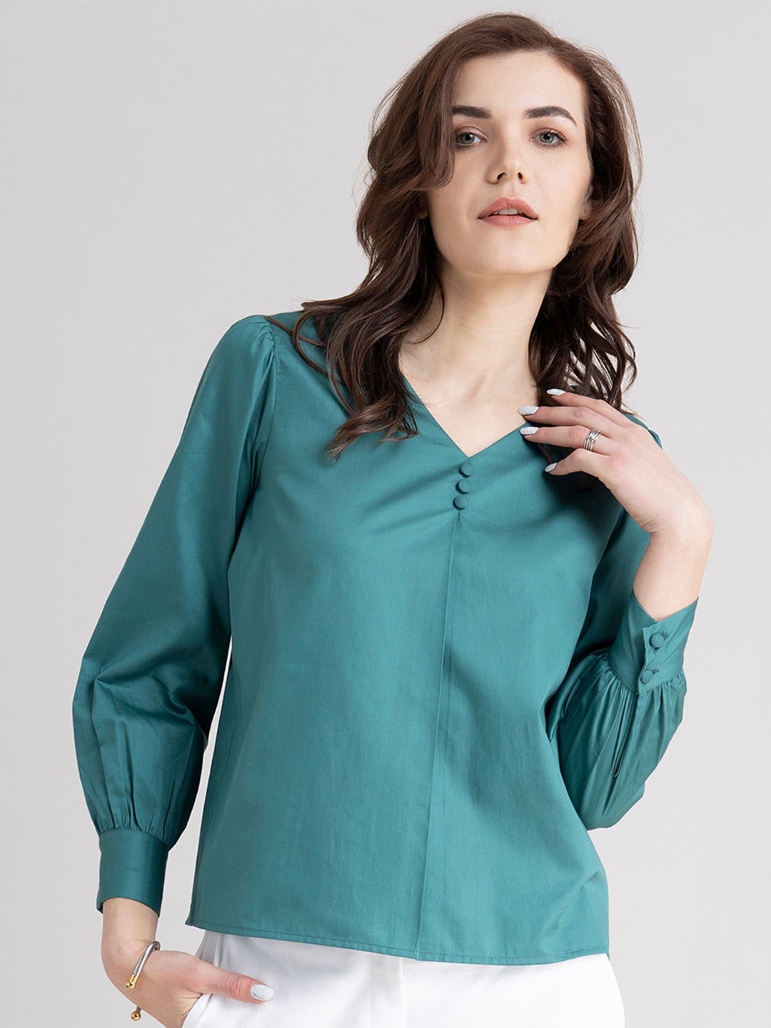 

FableStreet Teal Green Formal Top