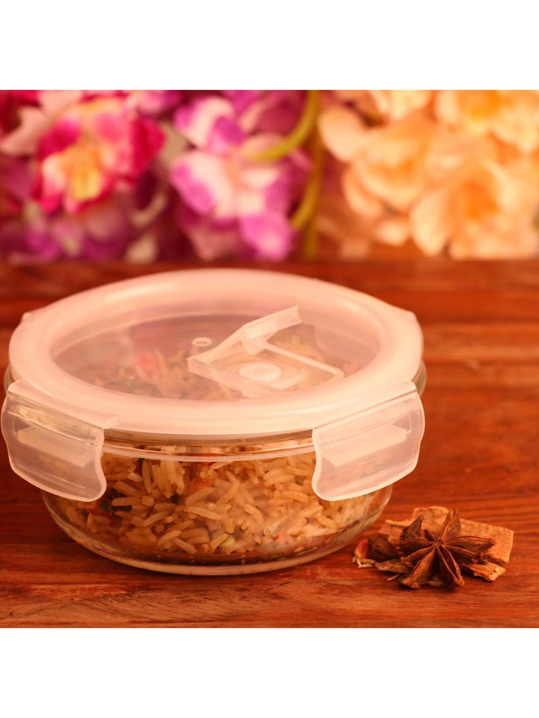 

Femora Transparent Borosilicate Glass Round Food Storage Container With Lid