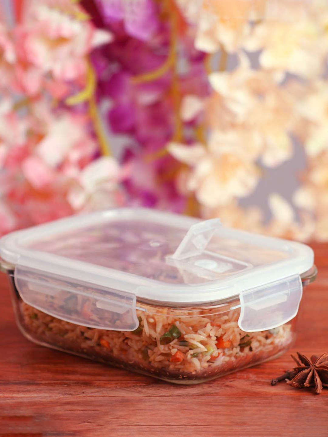 

Femora Set Of 2 Transparent Solid Rectangle Borosilicate Glass Food Containers
