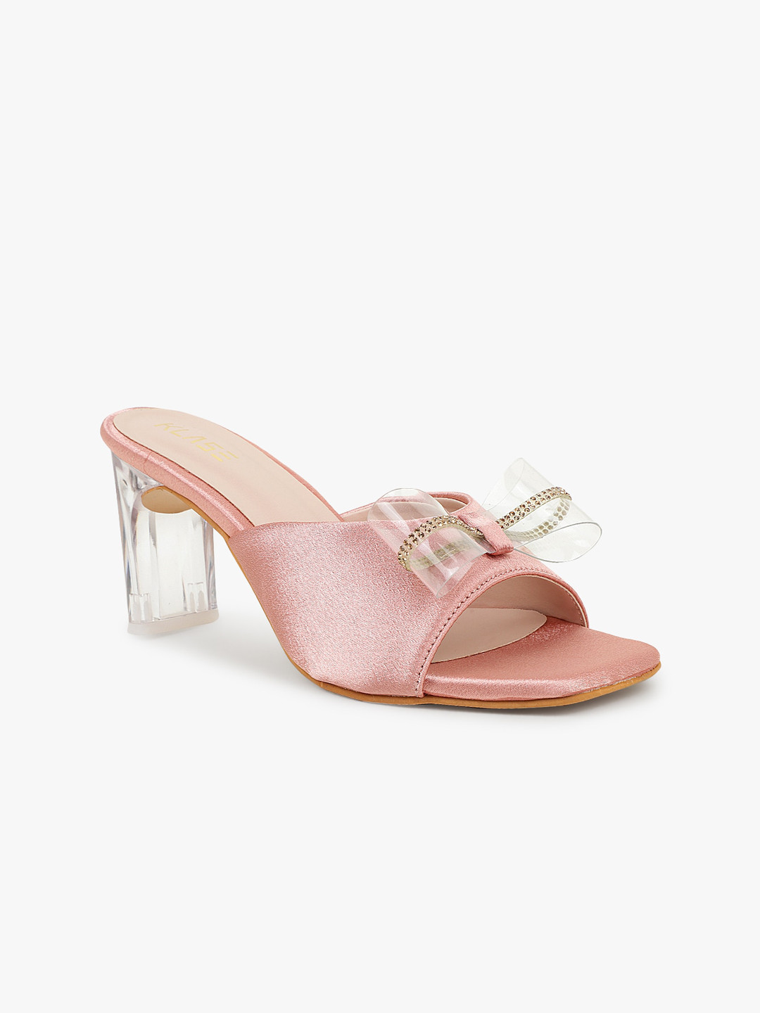 

KLASE Rose & Transparent Embellished Party Block Heels