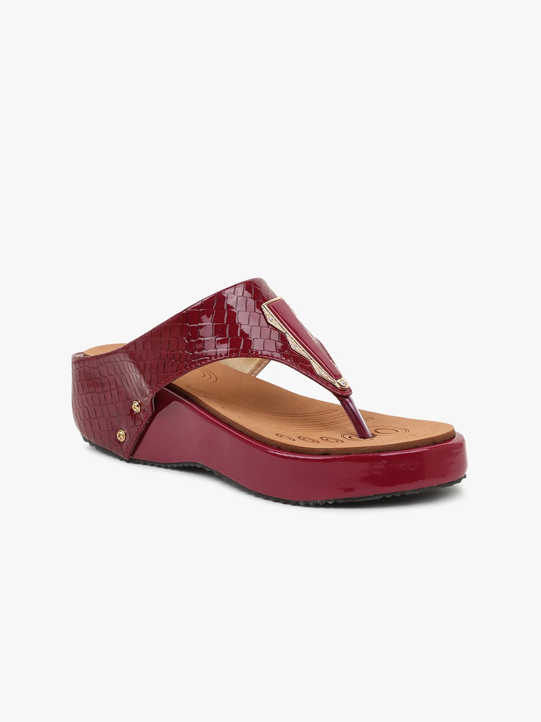 

KLASE Women Burgundy Textured Comfort Heels