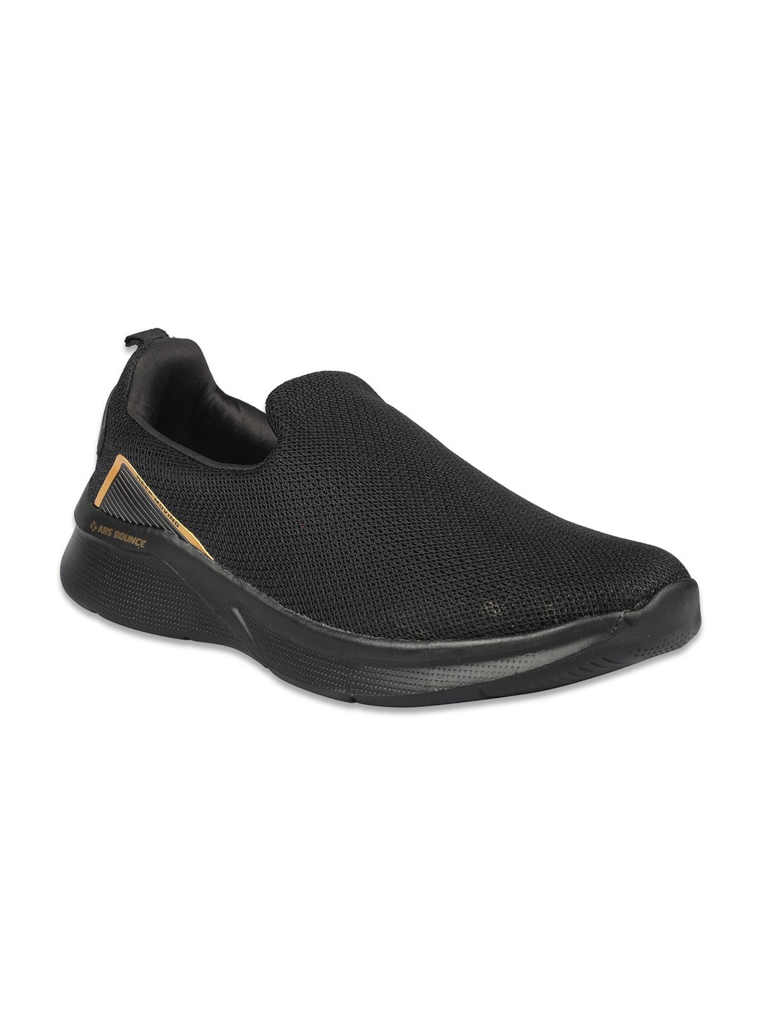 

ABROS Men Black & Gold Mesh Running Slip-On Shoes