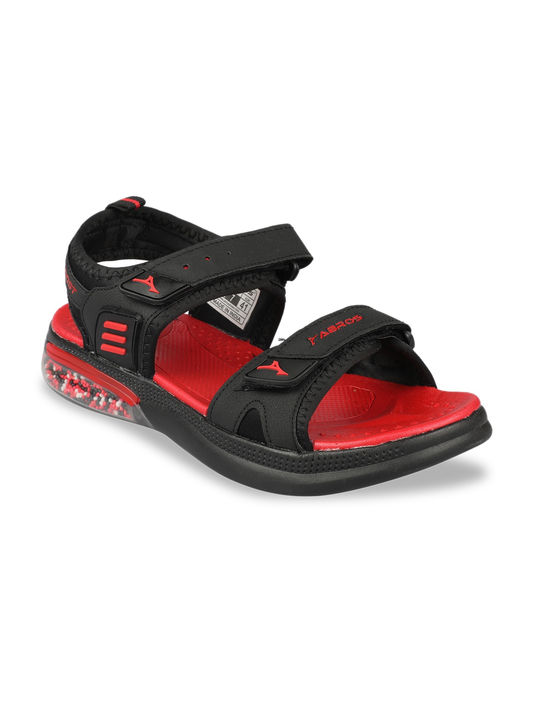 

ABROS Men Black & Red Sports Sandals