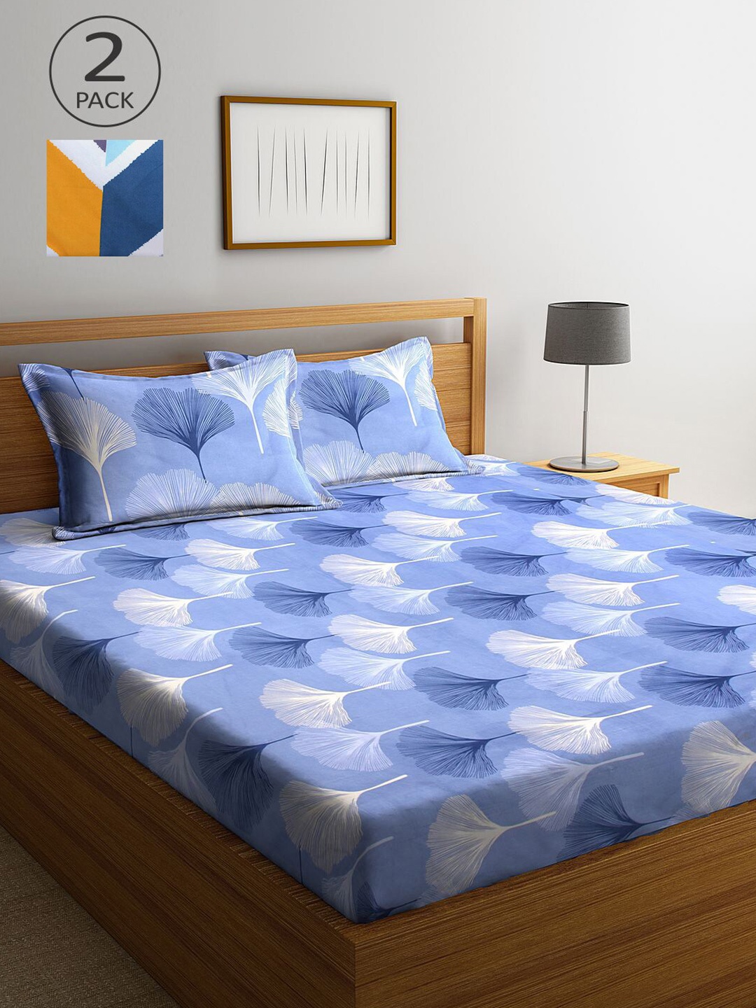 

KLOTTHE Blue & White Floral 210 TC 2 King Bedsheet with 4 Pillow Covers
