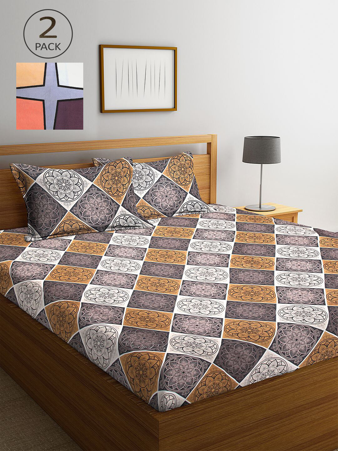 

KLOTTHE Multicoloured Floral 210 TC 2 King Bedsheet with 4 Pillow Covers, Multi