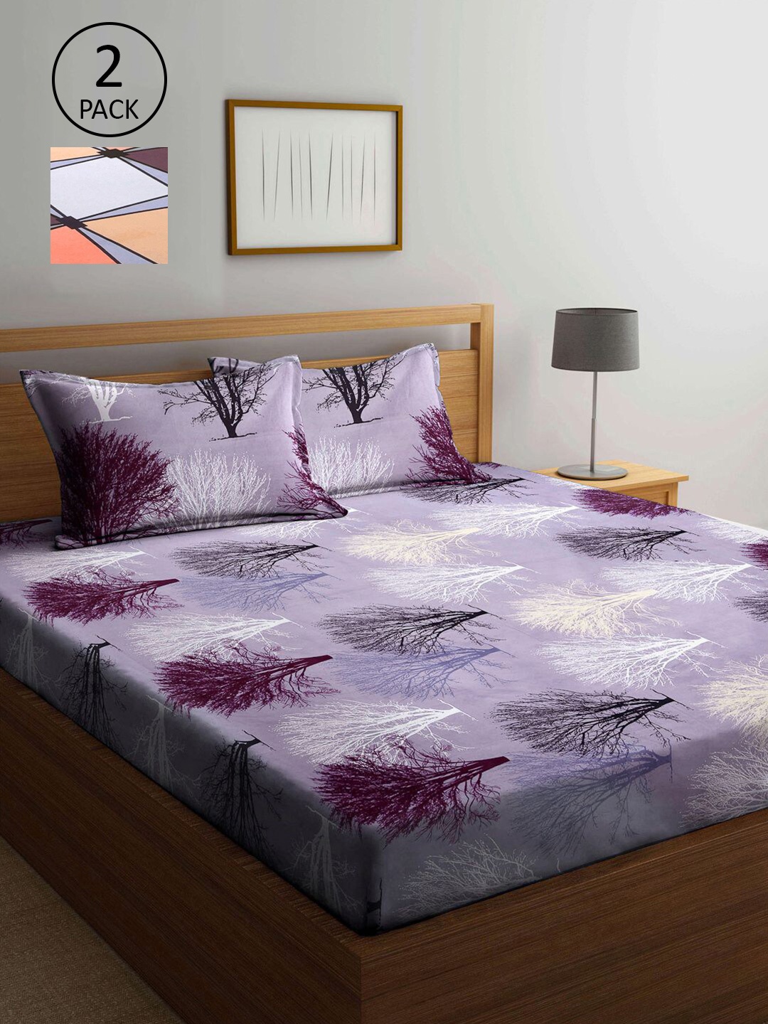 

KLOTTHE Multicoloured Floral 210 TC 2 King Bedsheet with 4 Pillow Covers, Multi