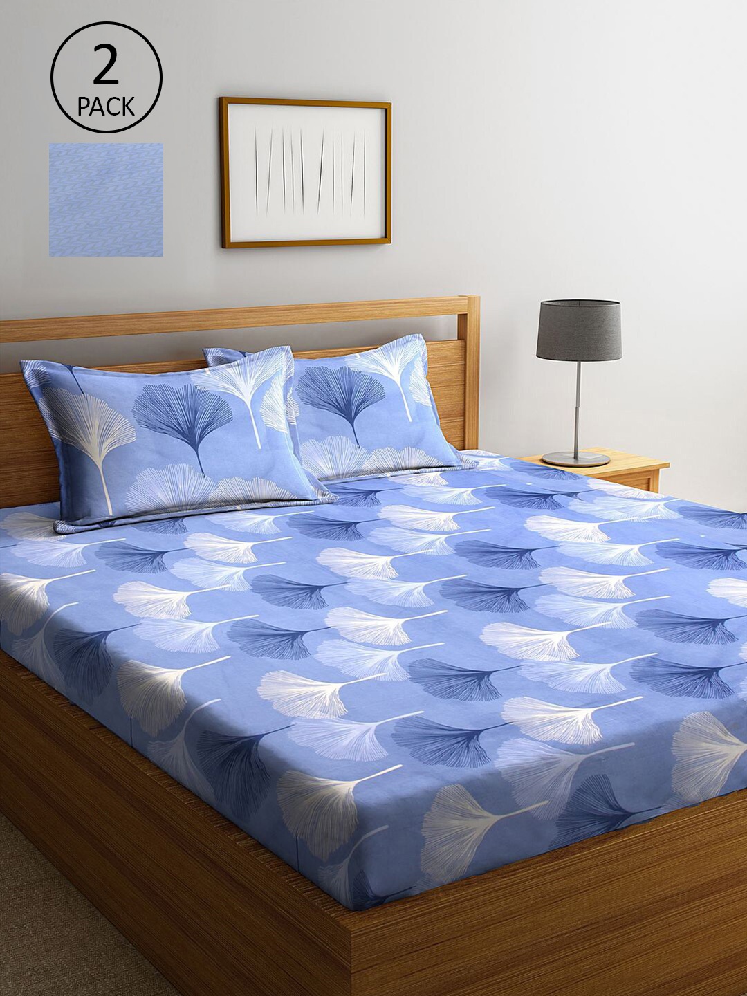 

KLOTTHE Blue Floral 210 TC 2 King Bedsheet with 4 Pillow Covers