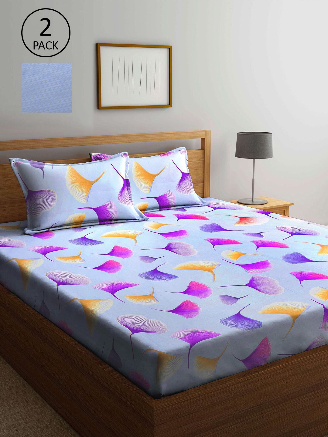 

KLOTTHE Blue Floral 210 TC 2 King Bedsheet with 4 Pillow Covers