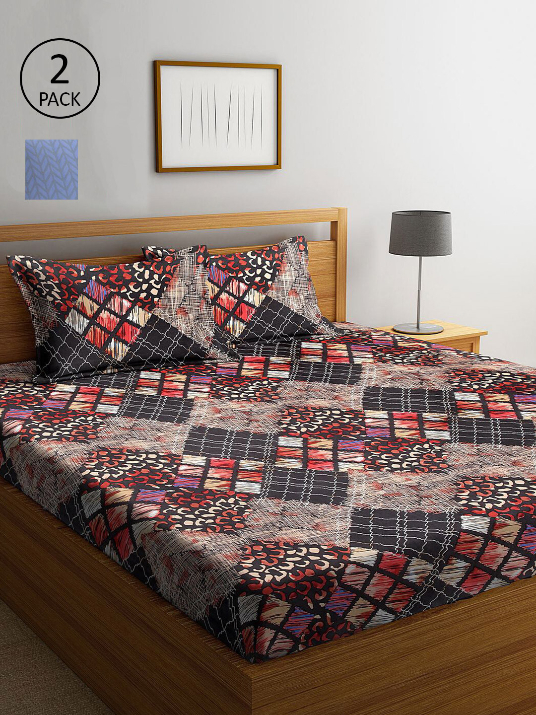 

KLOTTHE Multicoloured Geometric 210 TC 2 King Bedsheet with 4 Pillow Covers, Multi