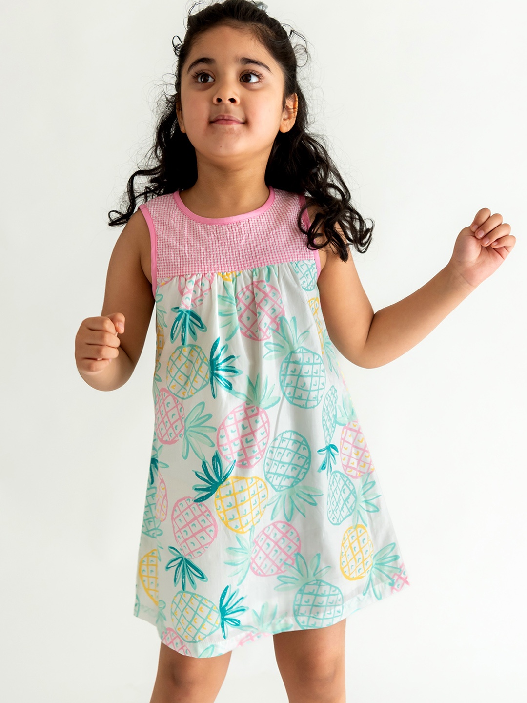 

Campana White Tropical Cotton A-Line Dress