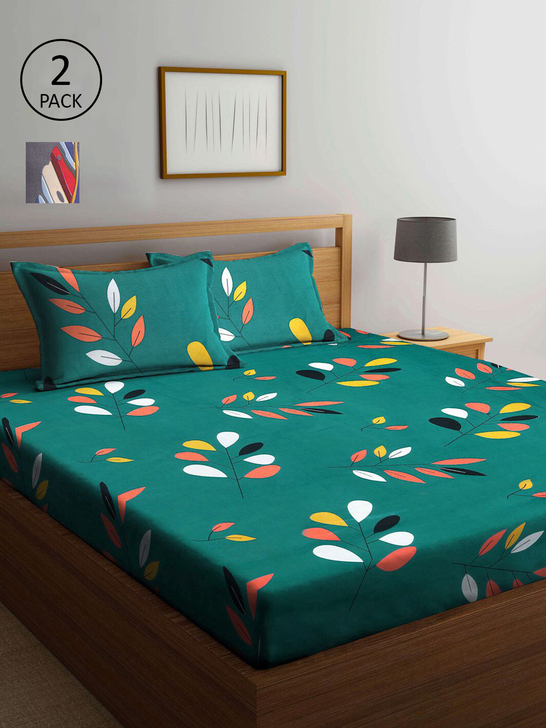 

KLOTTHE Multicoloured Floral 210 TC 2 King Bedsheet with 4 Pillow Covers, Multi