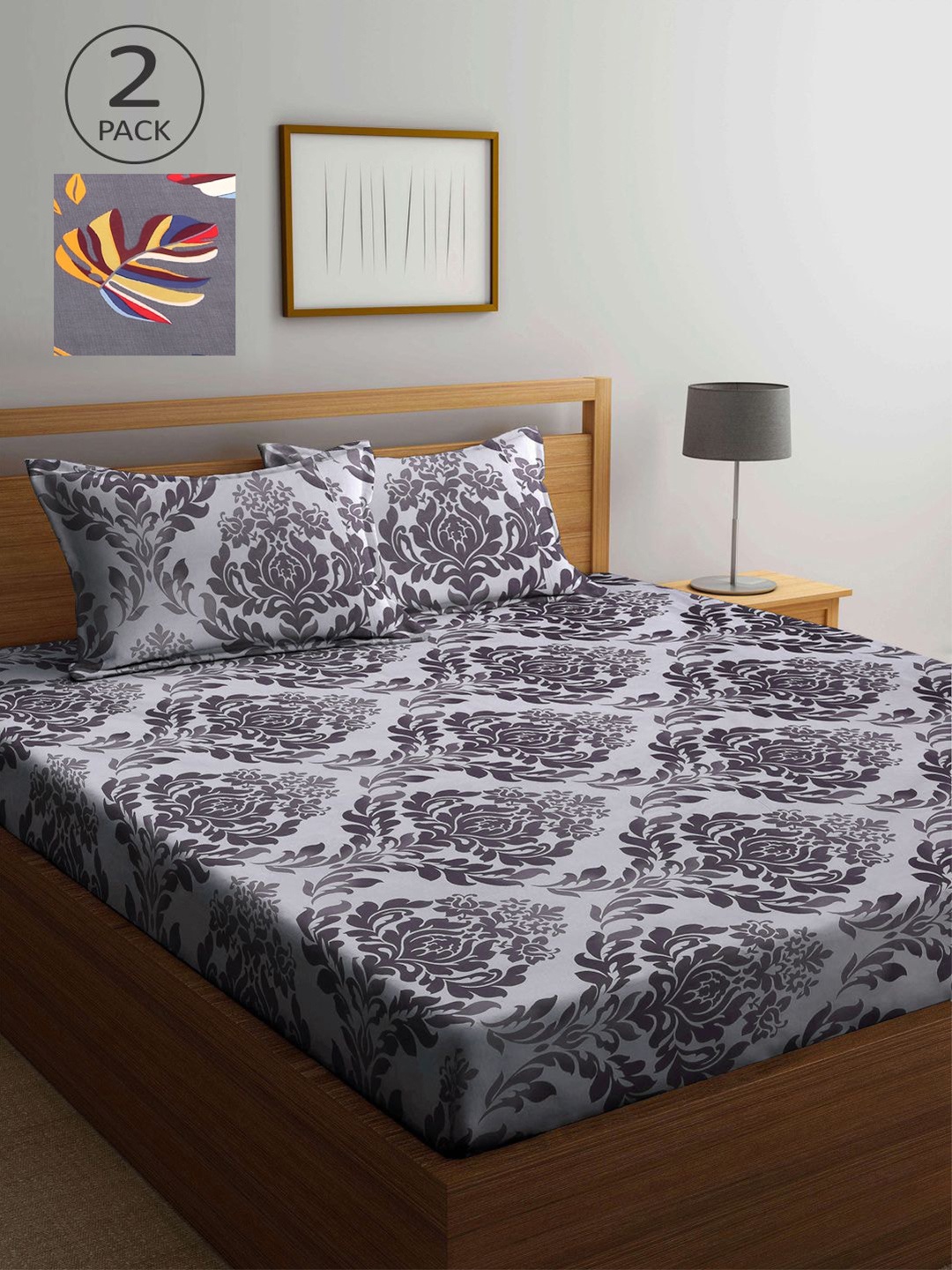 

KLOTTHE Multicoloured Floral 210 TC 2 King Bedsheet with 4 Pillow Covers, Multi