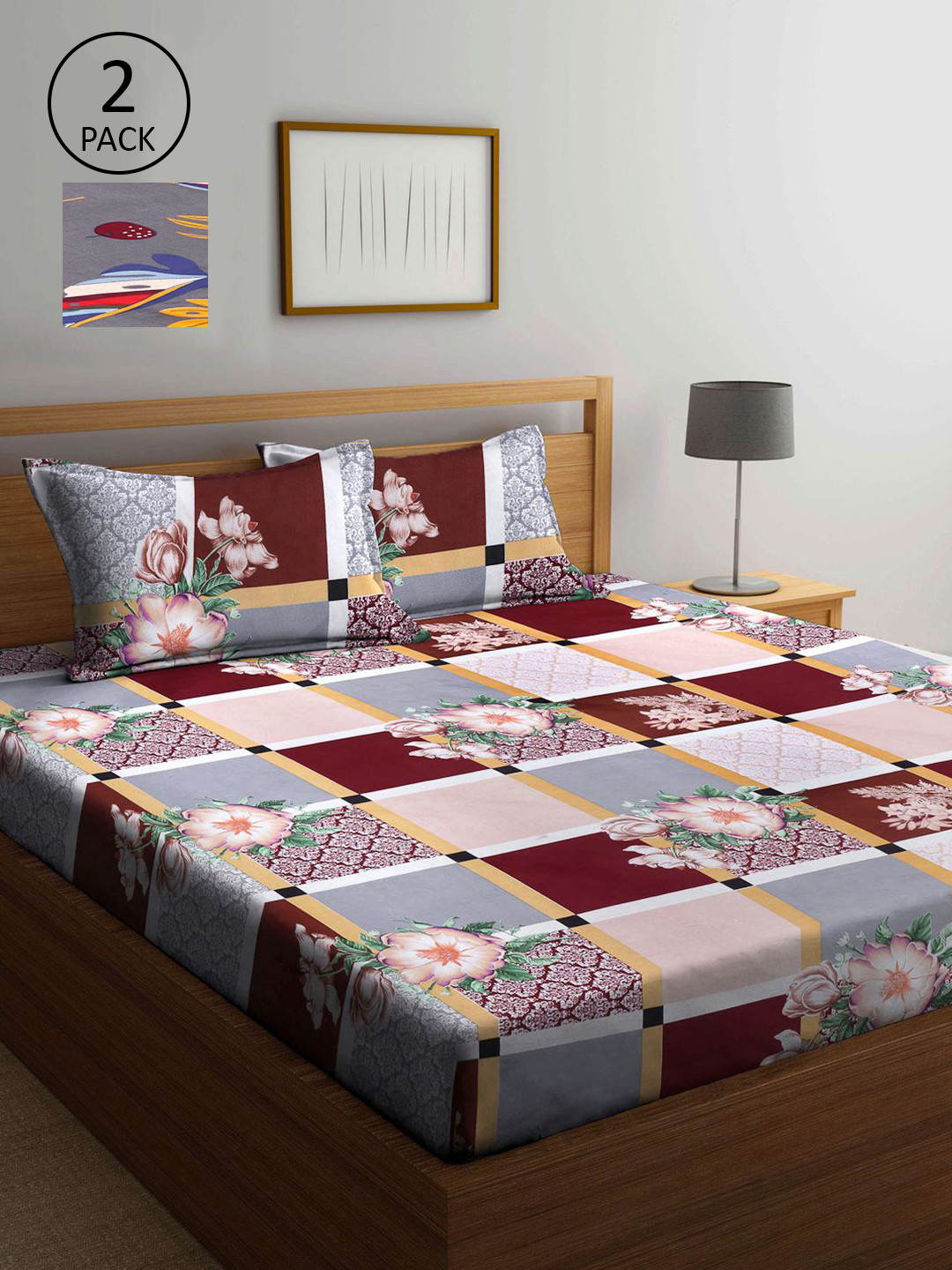 

KLOTTHE Multicoloured Geometric 210 TC 2 King Bedsheet with 4 Pillow Covers, Multi