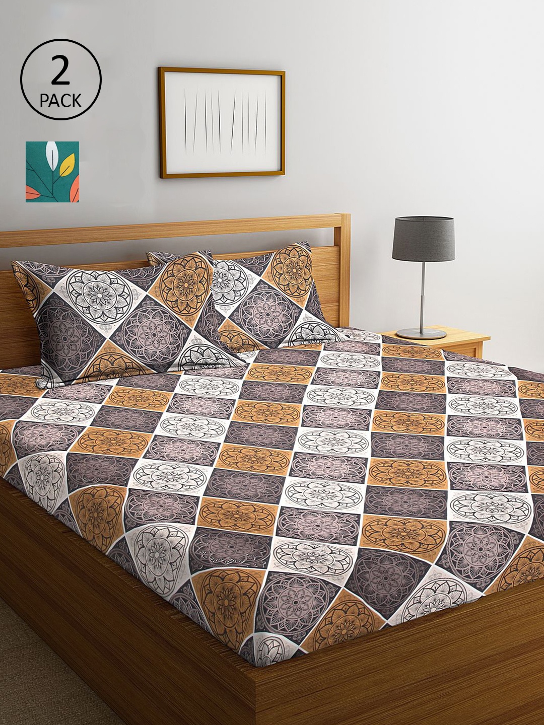 

KLOTTHE Multicoloured Floral 210 TC 2 King Bedsheet with 4 Pillow Covers, Multi