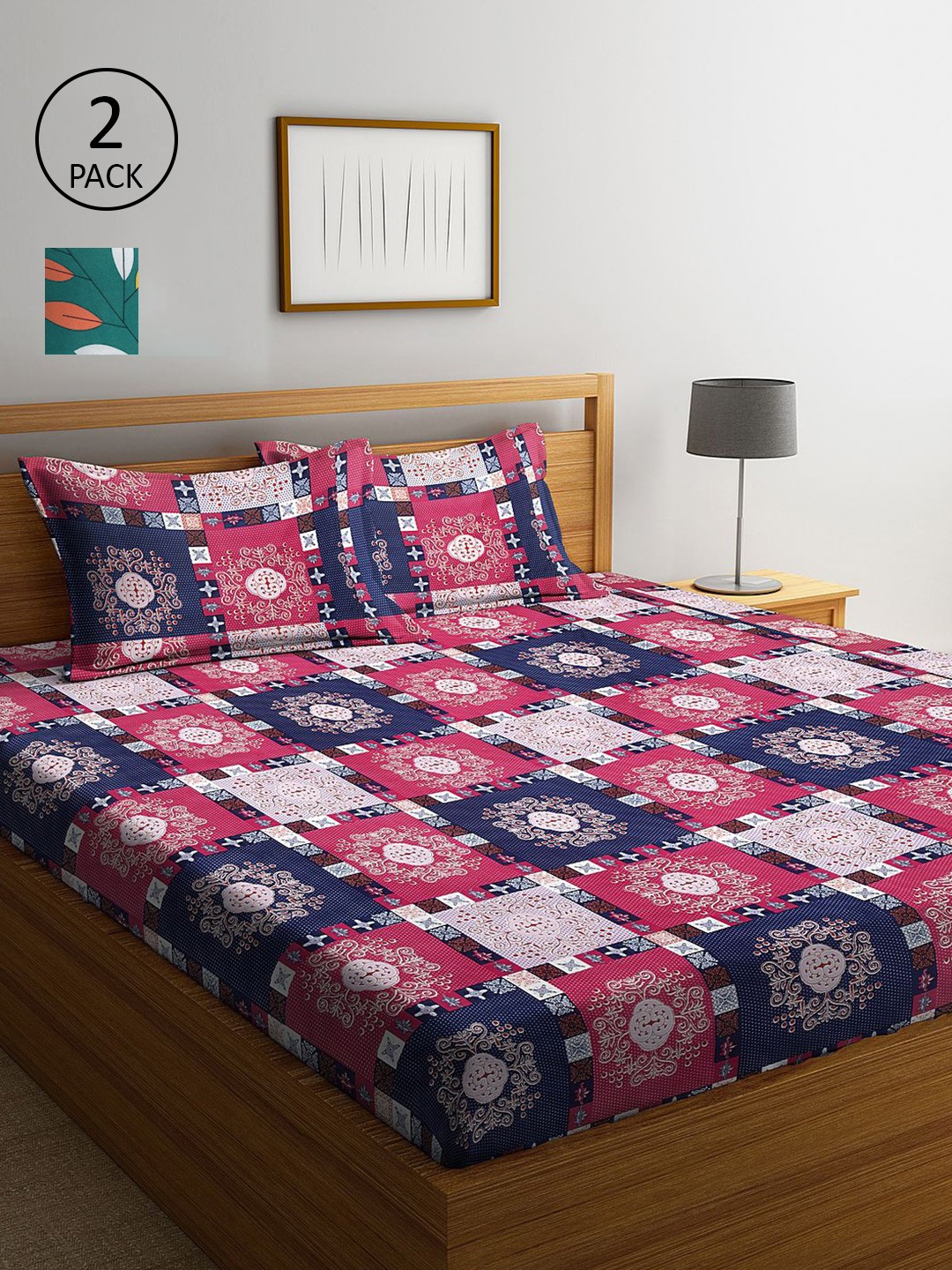 

KLOTTHE Multicoloured Geometric 210 TC 2 King Bedsheet with 4 Pillow Covers, Multi