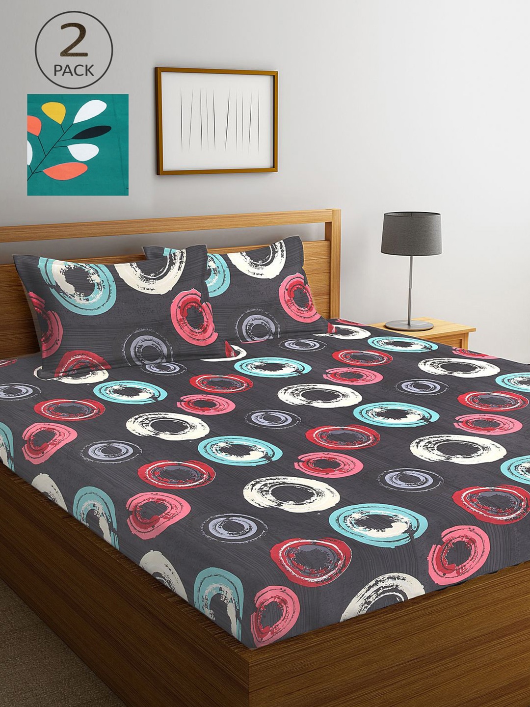 

KLOTTHE Multicoloured Geometric 210 TC 2 King Bedsheet with 4 Pillow Covers, Multi